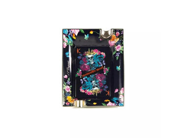 S.T. Dupont  Aschenbecher Skull & Flowers Porzellan Schwarz für 2 Zigarren