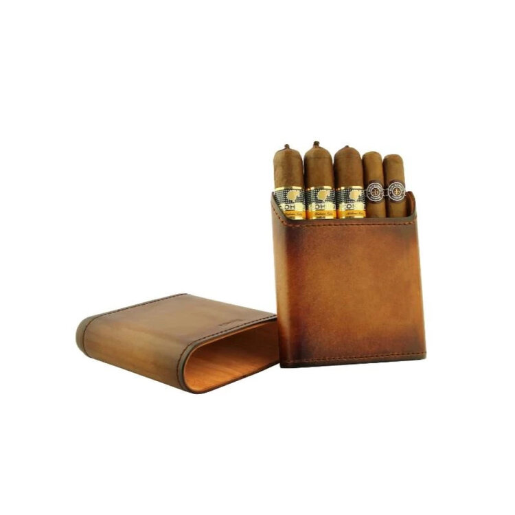 Adorini Zigarren aus echtem Leder 3-5 Zigarren - braun