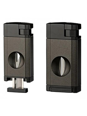 Winjet Feuerzeug in schwarz / anthrazit mit V-Cutter