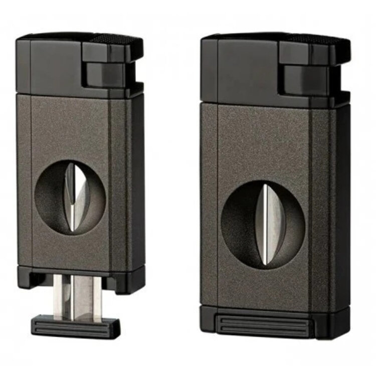 Winjet Feuerzeug in schwarz / anthrazit mit V-Cutter