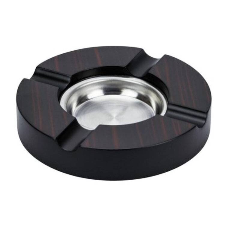 Graziani Zigarrenaschenbecher für 4 Zigarren, rund, ebenholzfarben