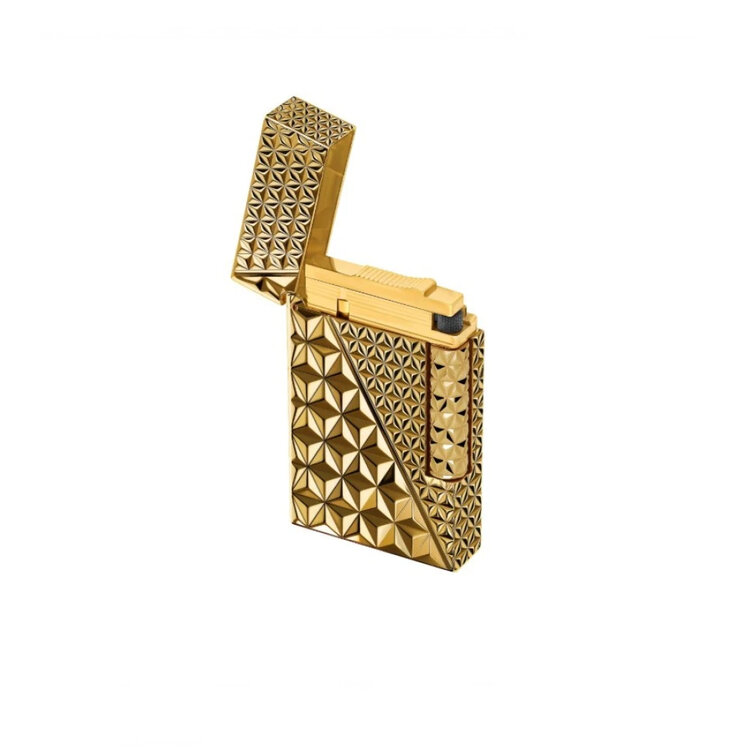 S.T. Dupont Ligne 2 Double Fire X gold Feuerzeug - mit 3D Fire X Motiv