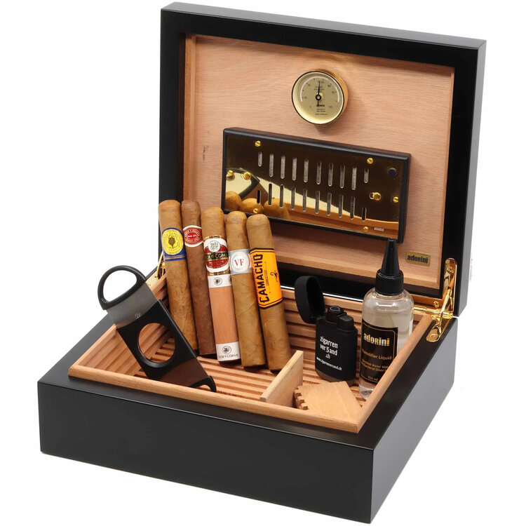 Adorini Humidor Torino Deluxe Schwarz für 30 Zigarren