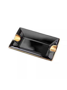 Angelo Zigarrenaschenbecher - Porzellan, Schwarz/Gold für 2 Zigarren
