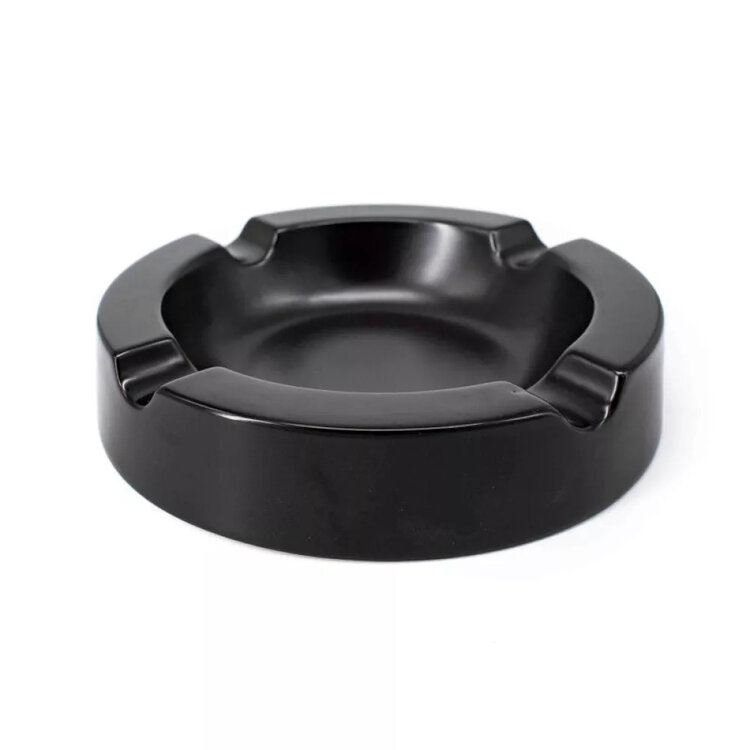 Angelo mattschwarzer runder Keramik-Zigarrenaschenbecher für 4 Zigarren