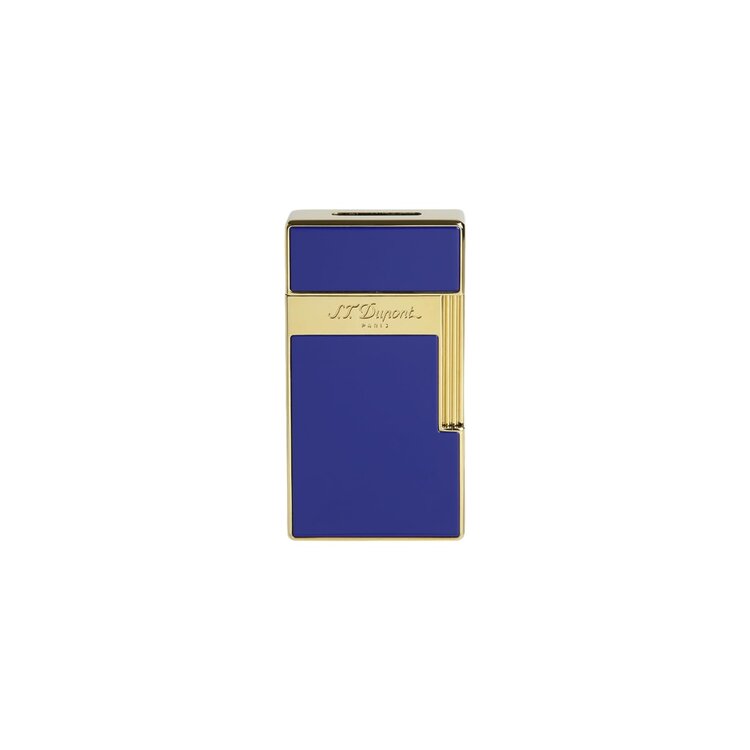 S.T. Dupont  Biggy Feuerzeug Naturlack Blau Gold 025005
