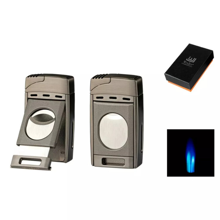 Winjet  Premium Feuerzeug 2xJet gun mit Cutter, Ring 58
