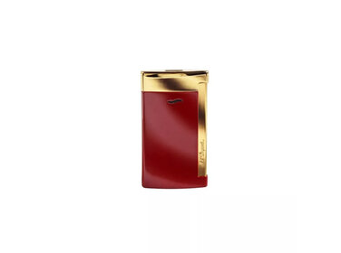 S.T. Dupont Slim 7 Lotus Red Feuerzeug mit starker stechender Flamme, Rot und Gold