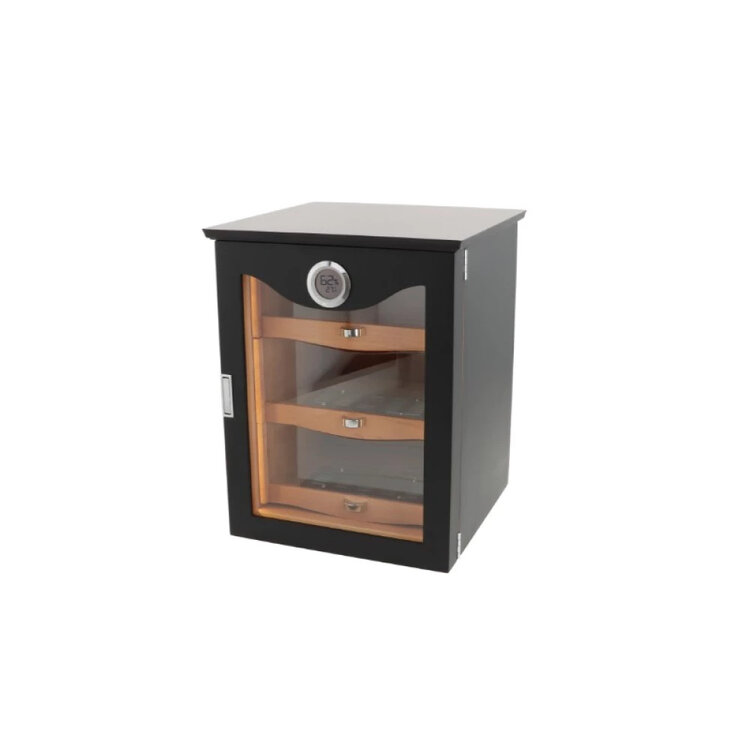 Angelo Mattschwarzer Zigarrenschrank mit Glastür