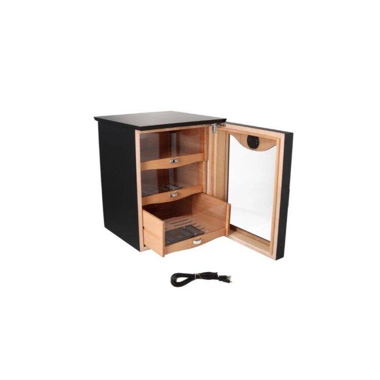 Angelo Mattschwarzer Zigarrenschrank mit Glastür