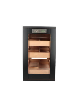 Angelo Zigarrenschrank aus mattschwarzem Glas für 100-150 Zigarren