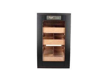 Angelo Zigarrenschrank aus mattschwarzem Glas für 100-150 Zigarren