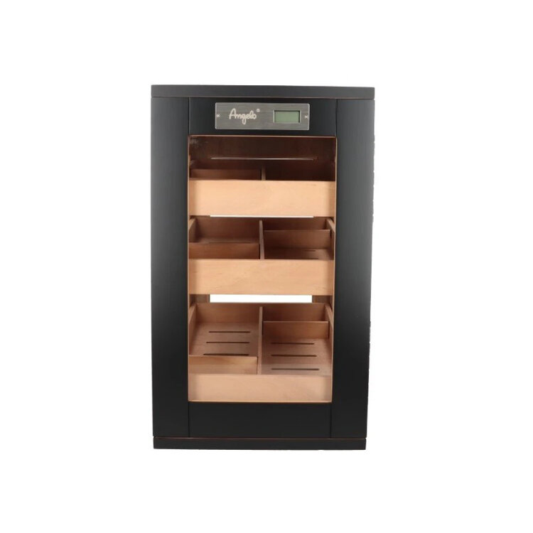 Angelo  Mattschwarzer Zigarrenschrank aus Glas für 90-110 Zigarren