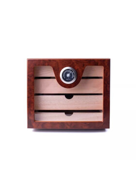 Angelo Humidorschrank mit Glastür für ca. 80 Zigarren, Wurzelholzverkleidung