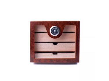 Angelo Humidorschrank mit Glastür für ca. 80 Zigarren, Wurzelholzverkleidung