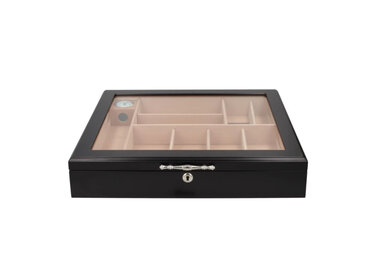 Angelo Humidor Gastro Schwarz matt mit Glasdeckel für 80–100 Zigarren