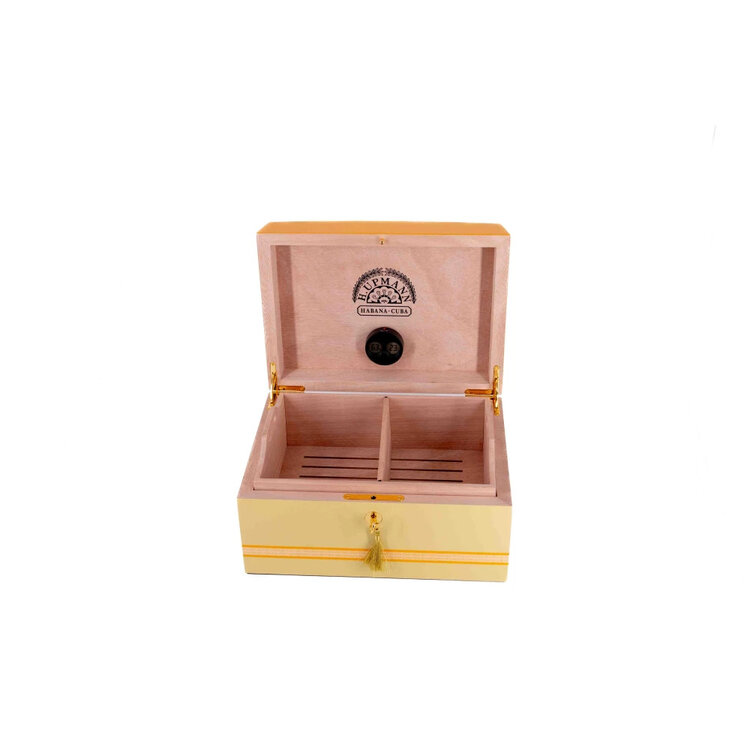 H.Upmann  cremefarbener und gelber Humidor aus spanischem Zedernholz für ca. 70 Zigarren