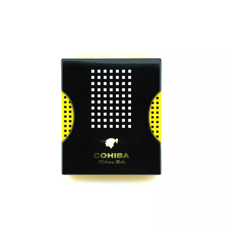 Cohiba  Reisehumidor aus Zedernholz für 5-6 Zigarren - Schwarz und Gelb