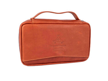 Montecristo Zigarrenhalter aus Leder für 4 Zigarren mit Staufächern für weiteres Zigarrenzubehör