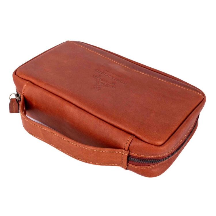 Montecristo  Zigarrenhalter aus Leder für 4 Zigarren mit Staufächern für weiteres Zigarrenzubehör