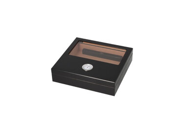 Angelo Humidor - Zedernholz-mit Luftbefeuchter und externem Hygrometer, schwarz