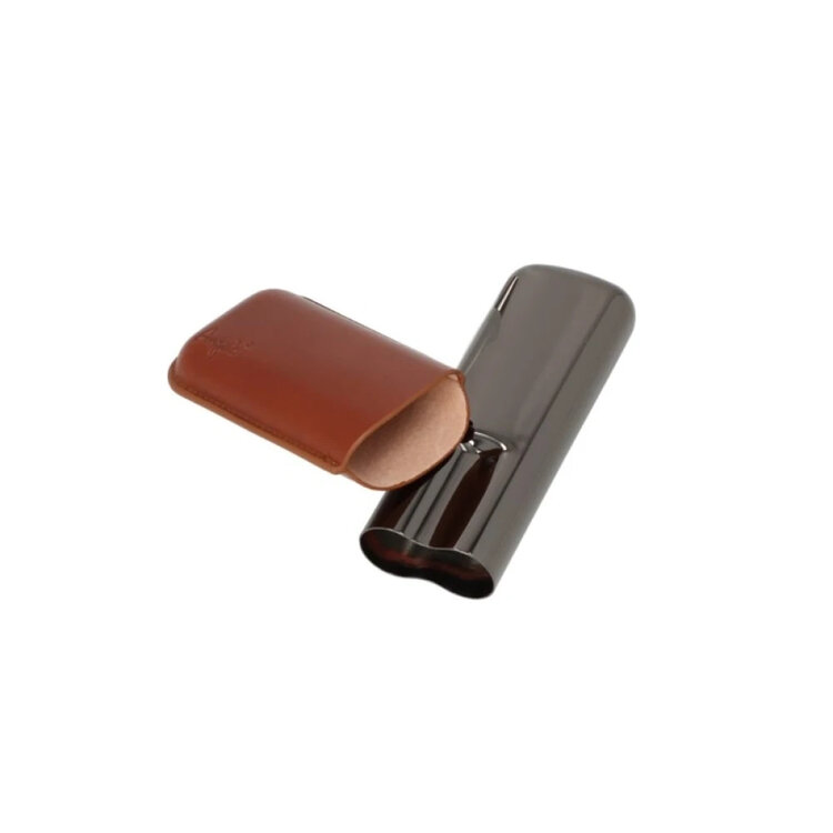 Angelo  Zigarrenetui für 2 Zigarren - Braun & Anthrazit