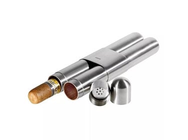 Adorini Etui Edelstahl für 2 Churchill Zigarren mit Befeuchter