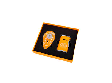 H.Upmann Geschenkset Feuerzeug und Cutter Orange/Weiss
