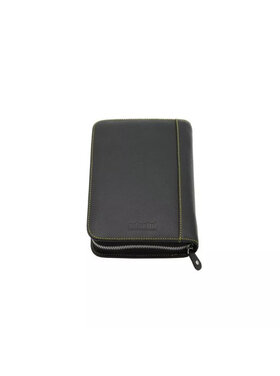 Adorini Zigarrenetui, Echtleder, schwarz, für 5-7 Churchill Zigarren - gelbe Nähte