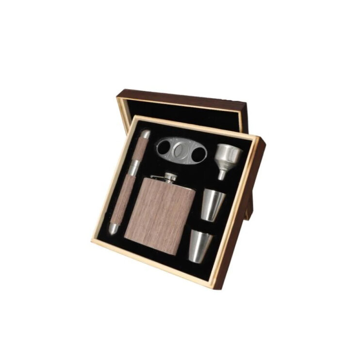 Angelo  Exklusives Trinkflaschen-Set in hölzerner Geschenkbox