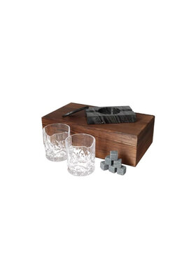 Angelo Exklusives Whiskeyglas-Set in hölzerner Geschenkbox