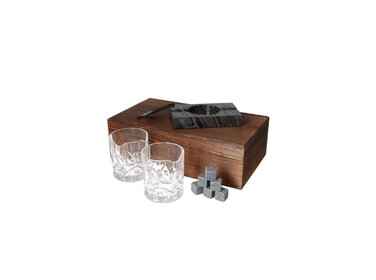 Angelo Exklusives Whiskeyglas-Set in hölzerner Geschenkbox