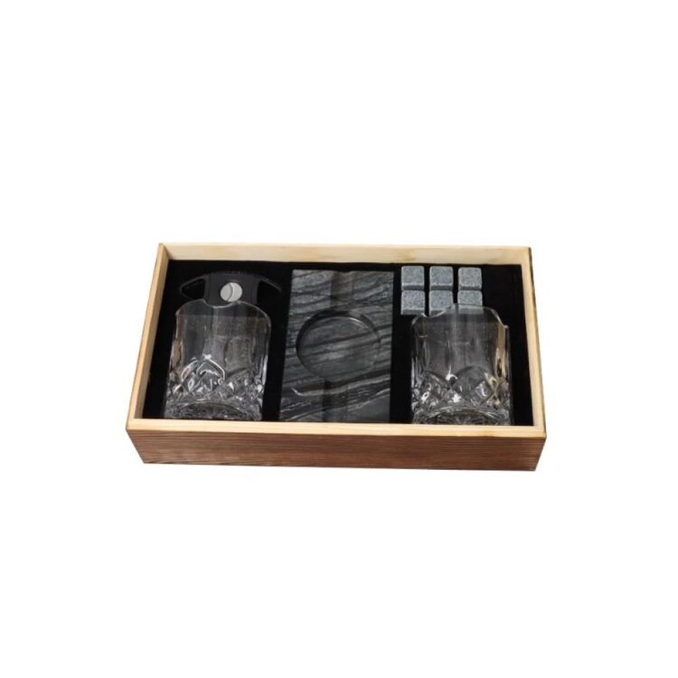 Angelo  Exklusives Whiskeyglas-Set in hölzerner Geschenkbox