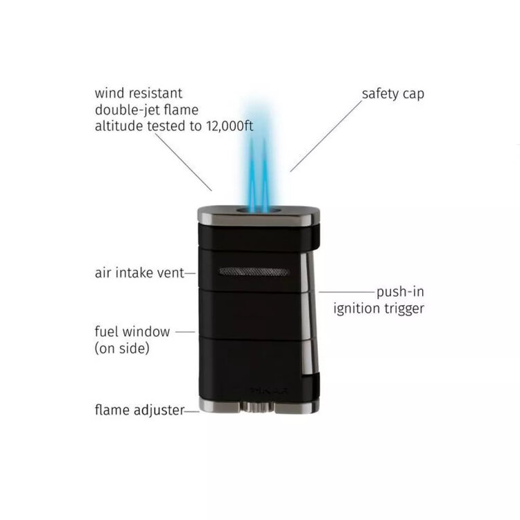 Xikar Allume Blue Double - Zigarettenanzünder mit 2 stechenden Flammen - Blau