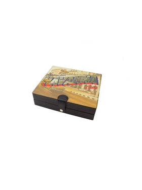 Graziani Lederhumidor mit Havanna-Muster, schwarz/Farbmuster, für 8-10 Zigarren