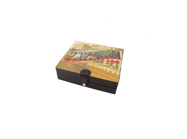 Graziani Lederhumidor mit Havanna-Muster, schwarz/Farbmuster, für 8-10 Zigarren