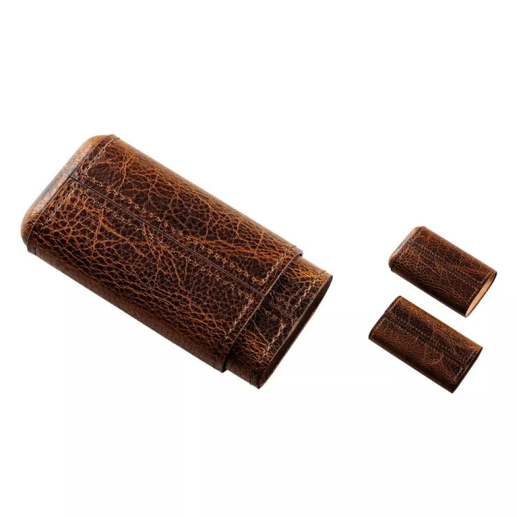 Angelo  Leder Zigarrenetui mit original Zedernholzfutter für 3 Zigarren