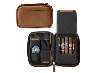 Klaro Braune Flint Reise-Lederzigarren Etui