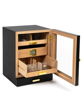 Klaro Luca Humidorschrank Schwarz mit Glasschubladen