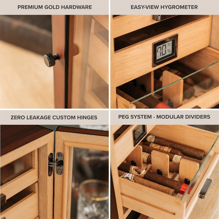 Klaro Luca Humidorschrank Braun mit Glasschubladen