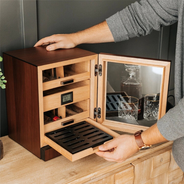 Klaro Luca Humidorschrank Braun mit Glasschubladen
