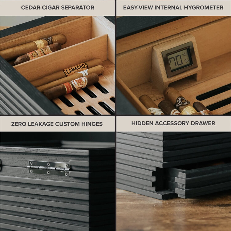 Klaro  KOBI Humidor mit Glasplatte für 60 Zigarren