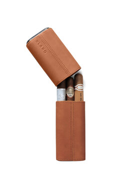 Klaro Premium-Reiseetui für 3 Zigarren — Sattelbraun