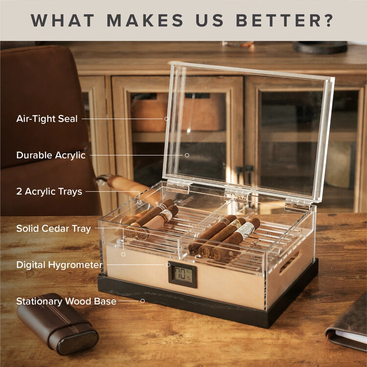 Klaro  Felix Pro Tupperdor - Humidor aus Acryl 30-50 Zigarren