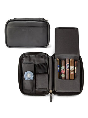 Klaro Schwarzes Flint Reise-Lederzigarren Etui