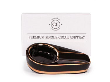 Klaro Einzelner Keramik-Aschenbecher mit schwarzer und goldener Prägung