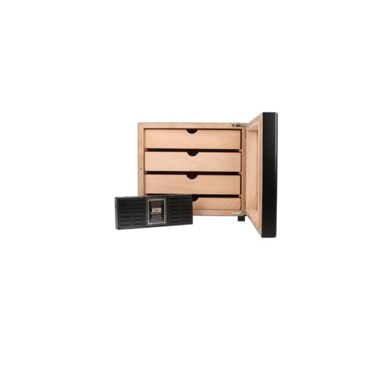 Angelo Humidorschrank Schwarz mit Glastür und Digital-Hygrometer
