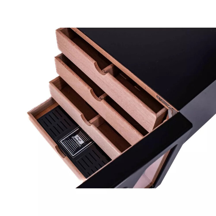 Angelo Humidorschrank Schwarz mit Glastür und Digital-Hygrometer