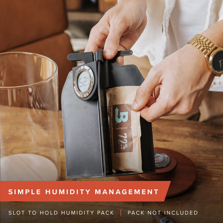 Klaro Cylindor Humidor, Glasgefäß und Deckel aus Akazienholz 25 Zigarren