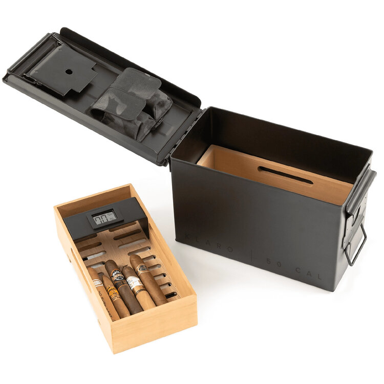 Klaro Smoke Can Humidor, 50 Cal, Schwarz/50 Zigarren